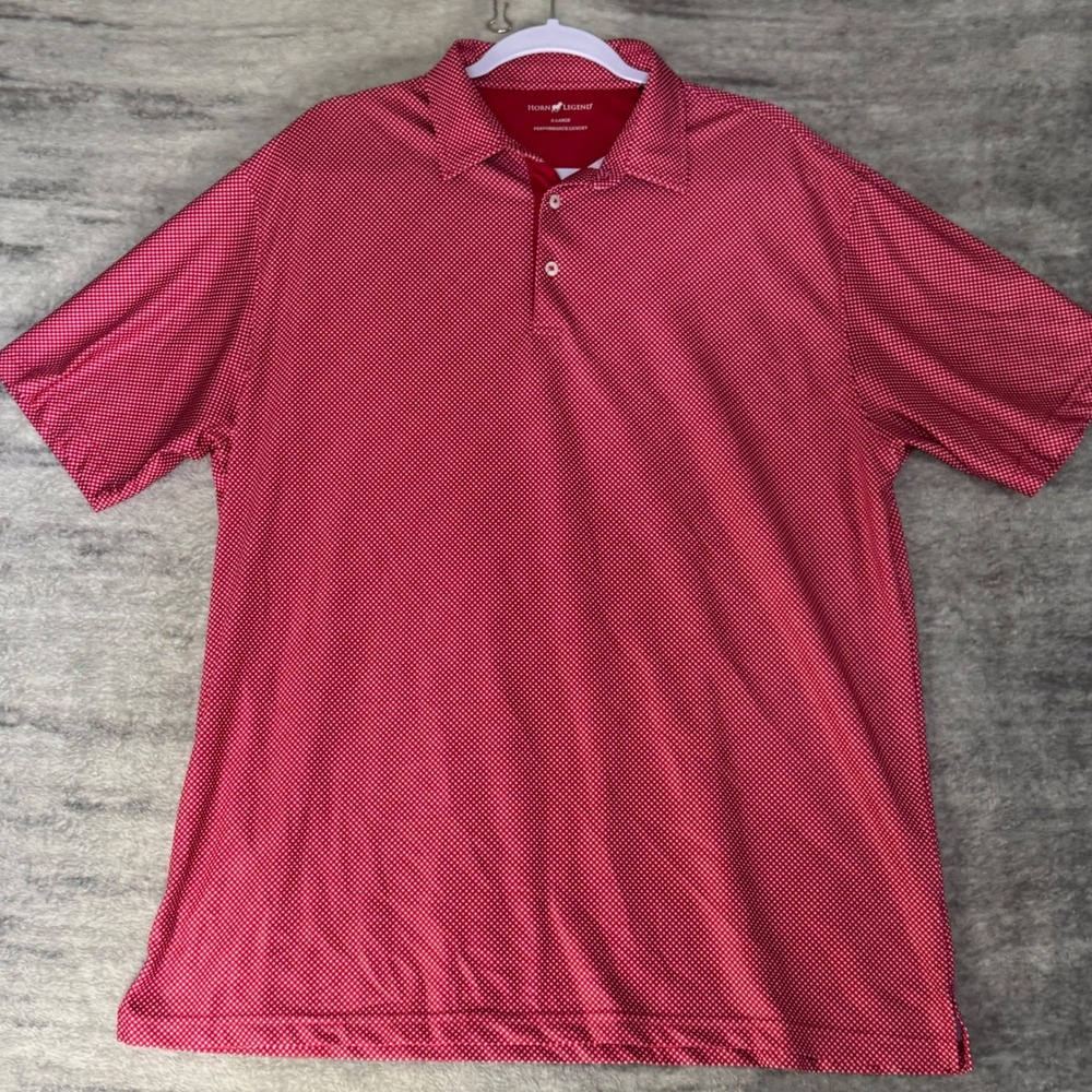 Horn Legend Mens XL Red White Gingham Performance Luxury Golf Polo Shirt